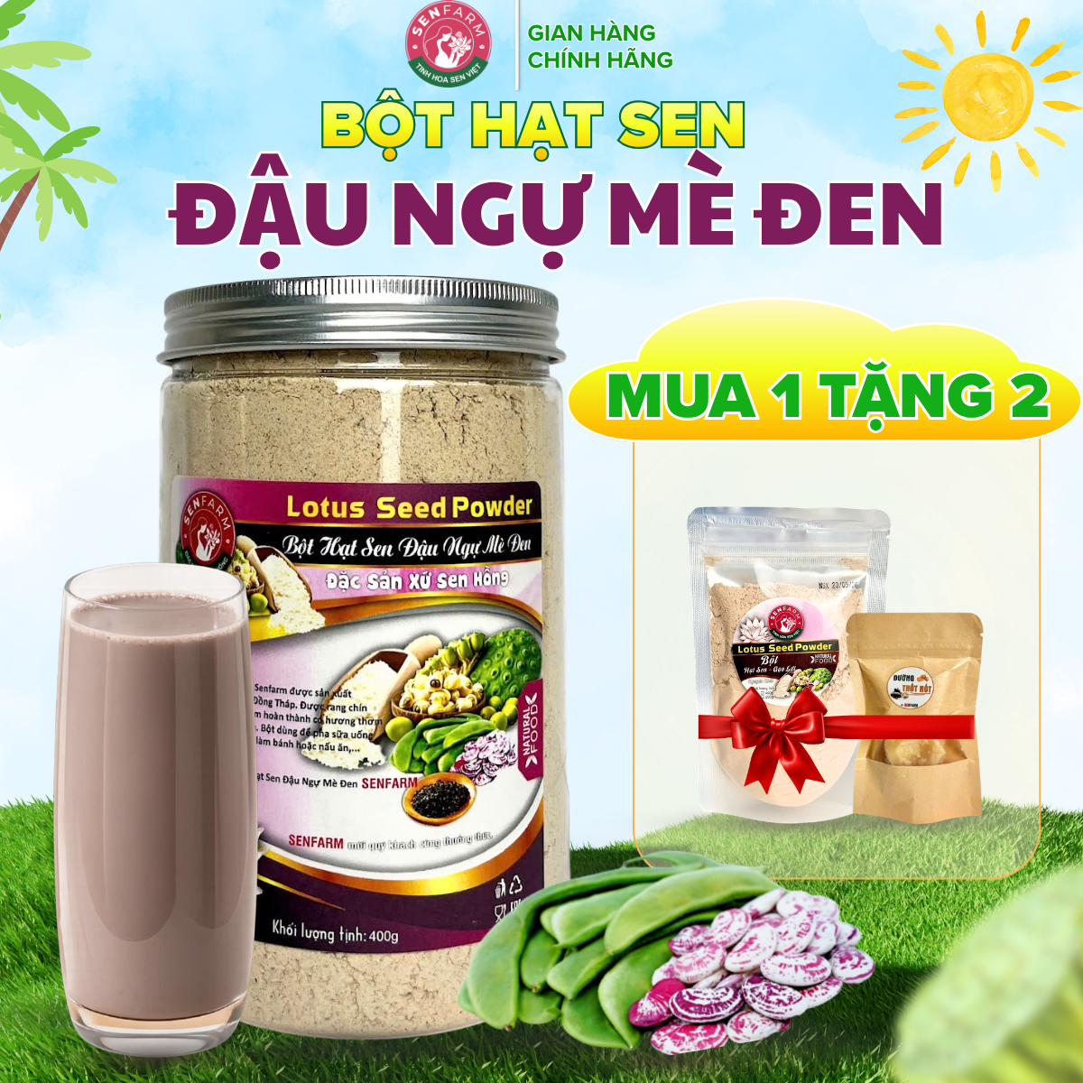 Bột Hạt Sen Đậu Ngự Mè Đen Senfarm