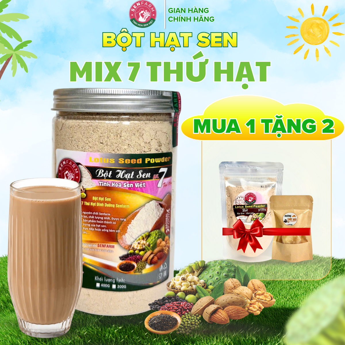 Bột Hạt Sen Mix 7 Thứ Hạt Dinh Dưỡng Nguyên Chất Senfarm